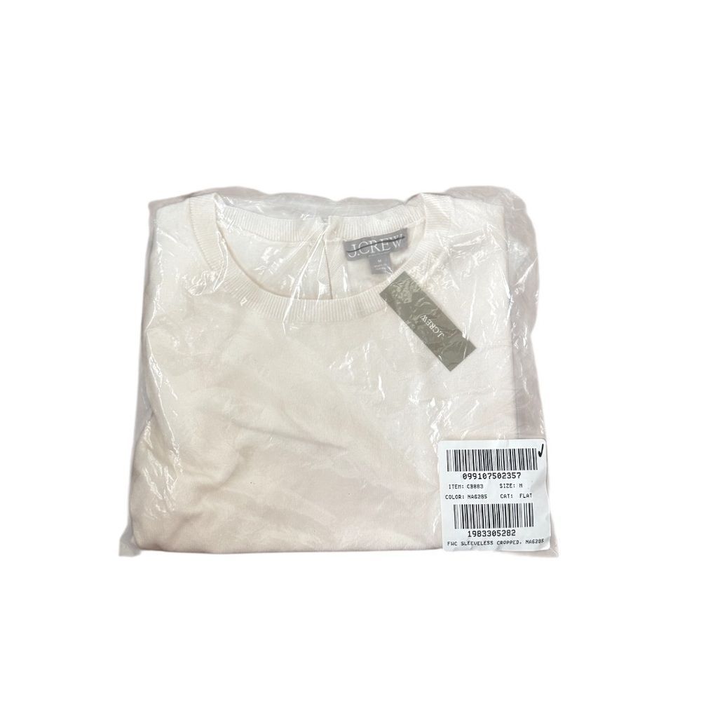 NWT J CREW Featherweight cashmere-blend cropped sweater shell in Ivory - Picture 9 of 10